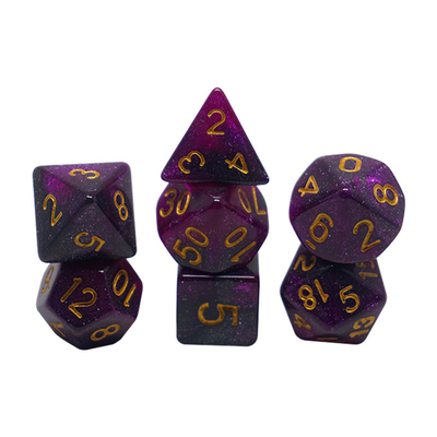 Red, purple and black three -color resin dice suite dragon and dungeon dnd dice