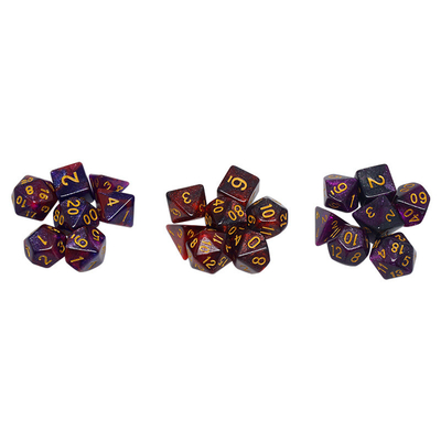Red, purple and black three -color resin dice suite dragon and dungeon dnd dice