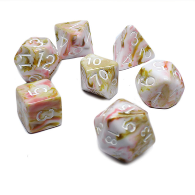 White and red ore resin character plays a multi -noodle dice suit Dragon and Dungeon dnd dice