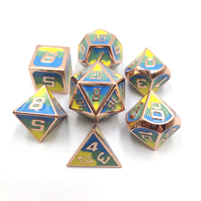 Hand Sanded Unique Handmade Durable metal 7 Piece Polyhedron Dice Set