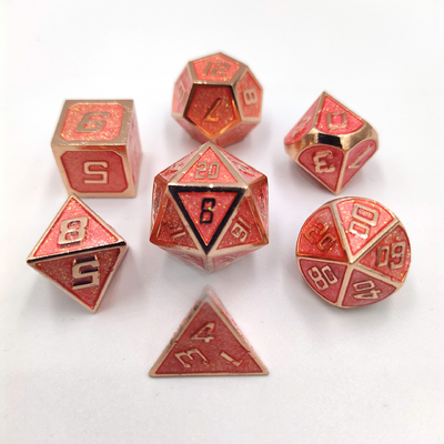 Flash Powder Metal Multi Face Role Playing Dice Set Blue Character