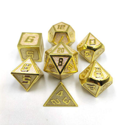 Flash Powder Metal Multi Face Role Playing Dice Set Blue Character