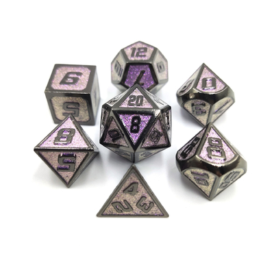 Flash Powder Metal Multi Face Role Playing Dice Set Blue Character