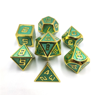 Flash Powder Metal Multi Face Role Playing Dice Set Blue Character