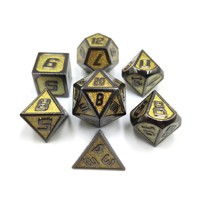 Flash Powder Metal Multi Face Role Playing Dice Set Blue Character