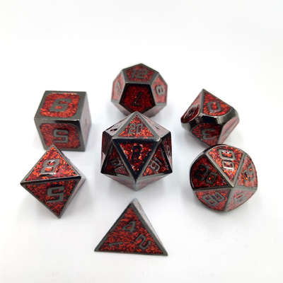 Flash Powder Metal Multi Face Role Playing Dice Set Blue Character