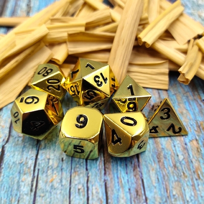 Champagne Gold Color Metal Polyhedral Dice Desktop Game Dice Set