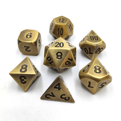 Champagne Gold Color Metal Polyhedral Dice Desktop Game Dice Set