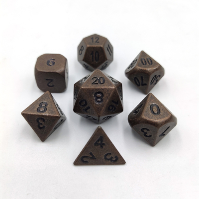 Champagne Gold Color Metal Polyhedral Dice Desktop Game Dice Set
