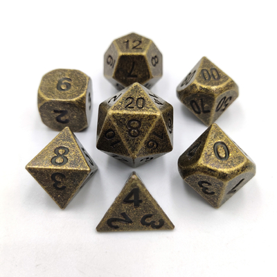 Champagne Gold Color Metal Polyhedral Dice Desktop Game Dice Set