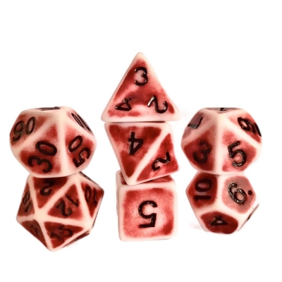Antique, old white background color resin dice desktop game set dnd dice