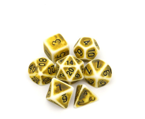 Antique, old white background color resin dice desktop game set dnd dice