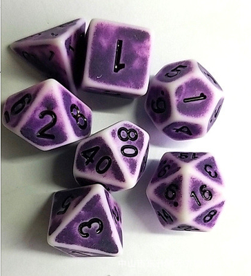 Antique, old white background color resin dice desktop game set dnd dice