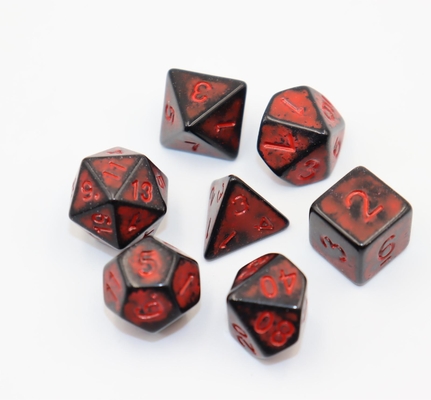 Antique old black back red resin character playing board game dice set dnd dice