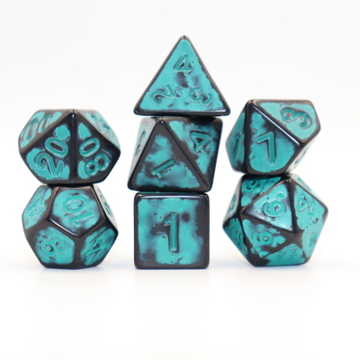 Antique old black back red resin character playing board game dice set dnd dice