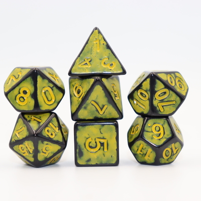 Antique old black back red resin character playing board game dice set dnd dice