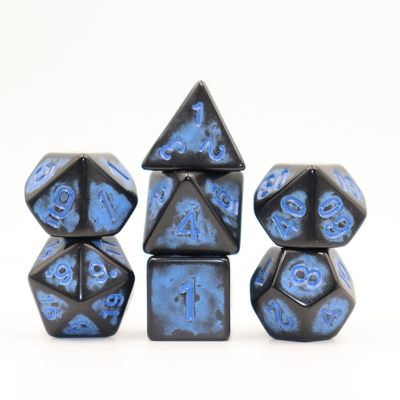 Antique old black back red resin character playing board game dice set dnd dice