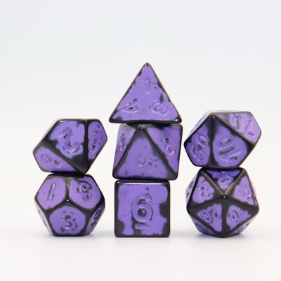 Antique old black back red resin character playing board game dice set dnd dice