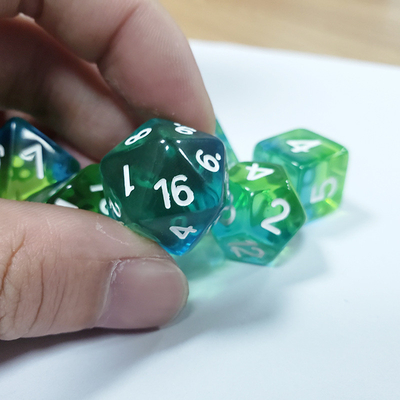 Mint green crystal natural resin multi -faceted board game dice set Dragon and Dungeon
