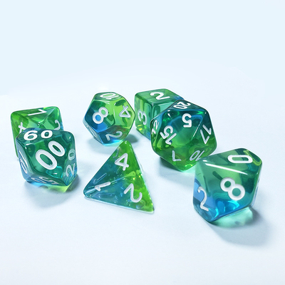 Mint green crystal natural resin multi -faceted board game dice set Dragon and Dungeon