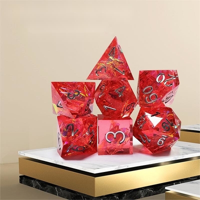 Phantom red resin &amp; foil gold Resin Boarding Dice Set Dragon and Dungeon