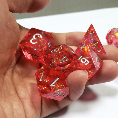 Phantom red resin &amp; foil gold Resin Boarding Dice Set Dragon and Dungeon