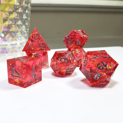 Phantom red resin &amp; foil gold Resin Boarding Dice Set Dragon and Dungeon