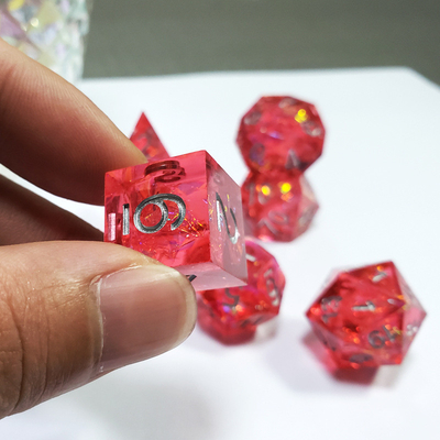 Phantom red resin &amp; foil gold Resin Boarding Dice Set Dragon and Dungeon