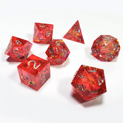 Phantom red resin &amp; foil gold Resin Boarding Dice Set Dragon and Dungeon