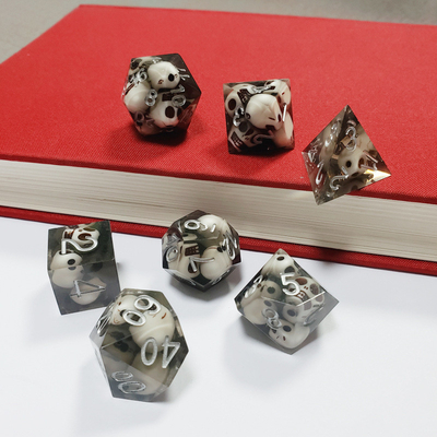 Black Crystal Skull Resin Boarding Dice Set  dnd dice