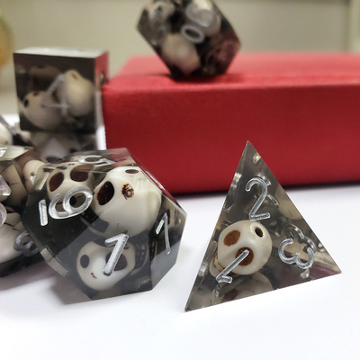 Black Crystal Skull Resin Boarding Dice Set  dnd dice