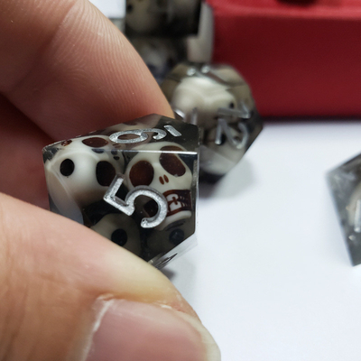Black Crystal Skull Resin Boarding Dice Set  dnd dice