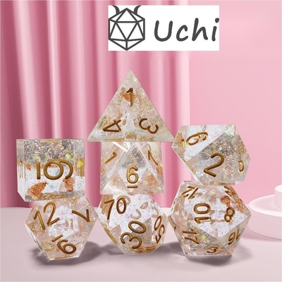 Phantom transparent color crystal Resin Boarding Dice Set  dnd dice