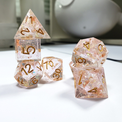 Phantom transparent color crystal Resin Boarding Dice Set  dnd dice