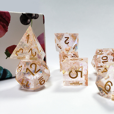 Phantom transparent color crystal Resin Boarding Dice Set  dnd dice
