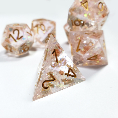 Phantom transparent color crystal Resin Boarding Dice Set  dnd dice