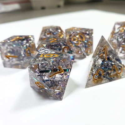 Transparent crystal color band Resin Boarding Dice Set  dnd dice
