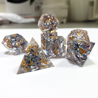 Transparent crystal color band Resin Boarding Dice Set  dnd dice