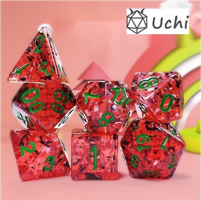 Red pomegranate Sequins Resin Boarding Dice Set  dnd dice