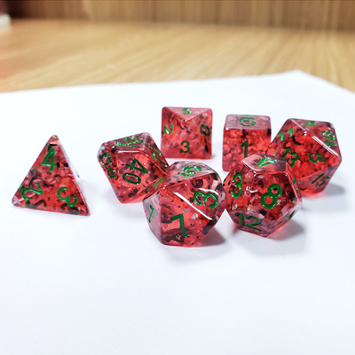 Red pomegranate Sequins Resin Boarding Dice Set  dnd dice