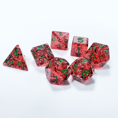 Red pomegranate Sequins Resin Boarding Dice Set  dnd dice