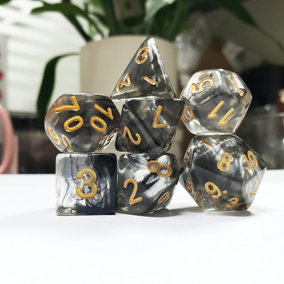Black smoke crystal Resin Boarding Dice Set  dnd dice
