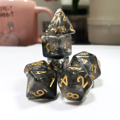 Black smoke crystal Resin Boarding Dice Set  dnd dice