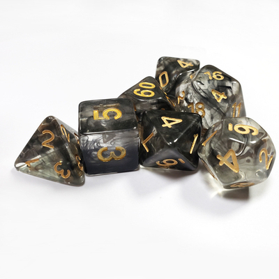 Black smoke crystal Resin Boarding Dice Set  dnd dice
