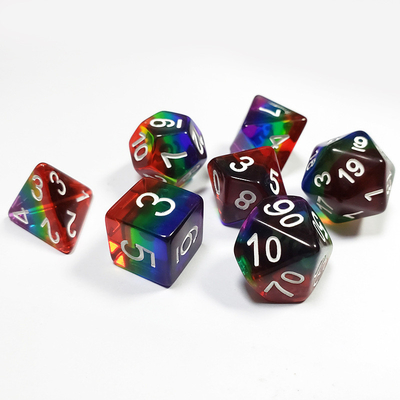 Rainbow Crystal Resin Boarding Dice Set  dnd dice