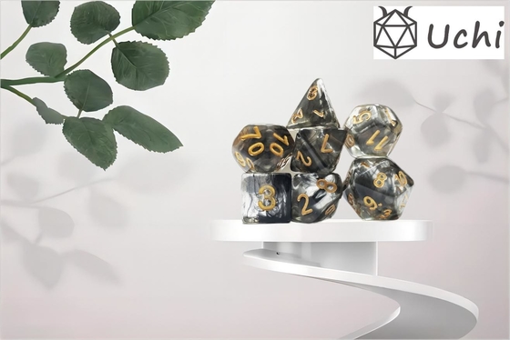Black smoke crystal Resin Boarding Dice Set  dnd dice