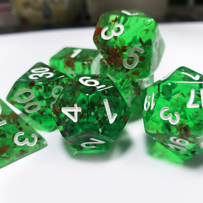 Sprite green crystal Resin Boarding Dice Set  dnd dice