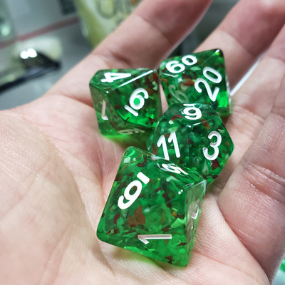 Sprite green crystal Resin Boarding Dice Set  dnd dice