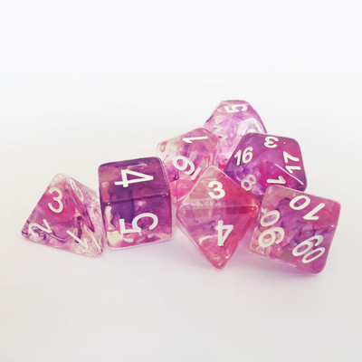 Colorful pink purple starry sky Resin Boarding Dice Set  dnd dice