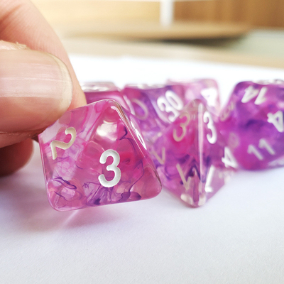 Colorful pink purple starry sky Resin Boarding Dice Set  dnd dice